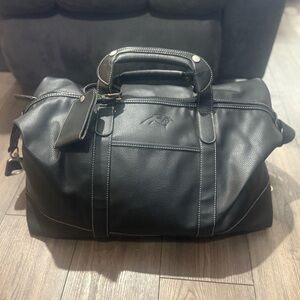 Barrington Black Leather Duffle Bag Carolina Panthers Travel Gym Weekender